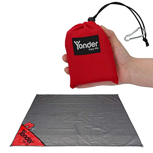 Yonder® Premium Outdoor Picknickdecke | Stranddecke mit einzigartiger Versteck-Tasche | leicht + wasserdicht + waschbar | Decke für 3 Personen