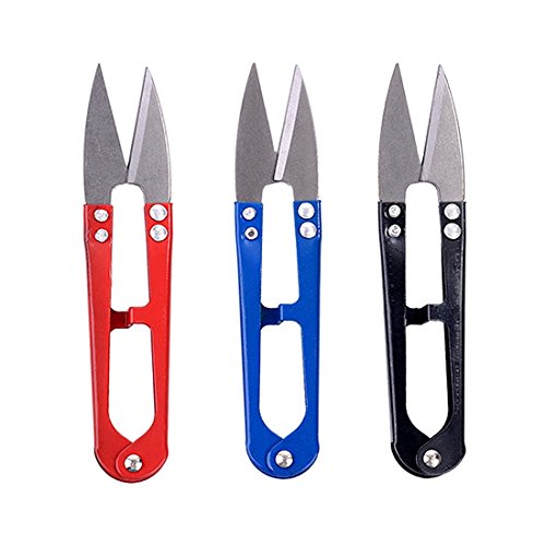 Garn Schere - SODIAL(R) Silber Blatt Angelschnur Garn Metall Schere Papierschere Fadenschere Schneider de Rot Blau Schwarz Zufall