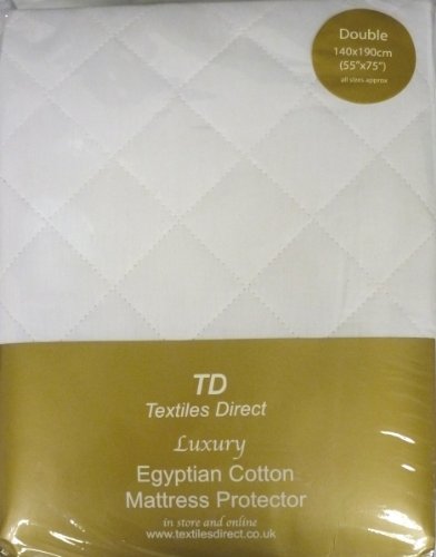 Textiles Direct Luxury Egyptian Cotton Quilted Mattress Protector Double Bed