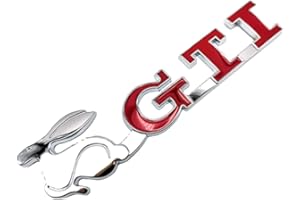 RICHARD'SJDM Car Trunk Emblem for GTI VW Rabbit Car Badge Golf Car Decal (Silver Red)