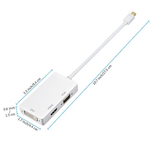 OMorc 3 in 1 Mini Displayport DP auf HDMI DVI VGA Kabel-Adapter Konverter für Apple MacBook, MacBook Air Pro, iMac, Mac mini, Microsoft Surface Pro 1 2 3, Thinkpad X1 usw. – Weiß - 6