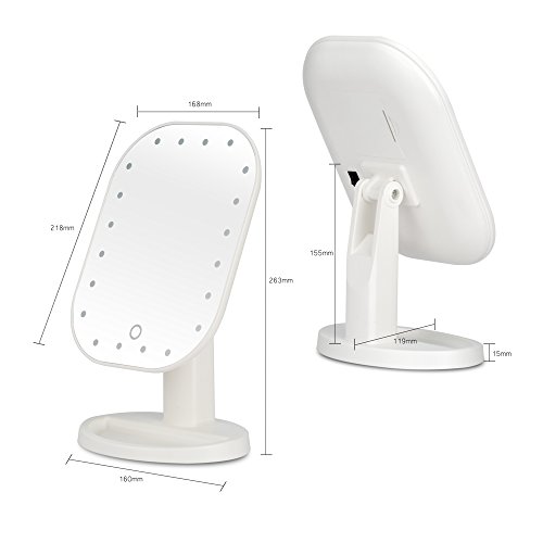Make-up-Spiegel mit LED Beleuchtung Touch-Schalter 16 LEDs Ultra-High Definition Profi Kosmetikspiegel Schminkspiegel Tischspiegel (weiß) - 5