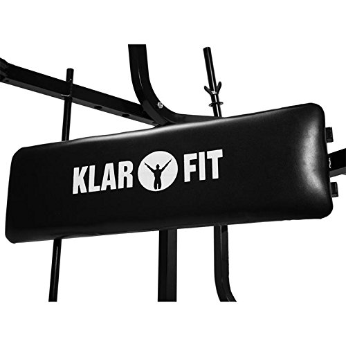 Klarfit HB3BC Hantelbank Langhantel Training Multifunktionale Trainingsbank (verschiedene Varianten: einzeln, optional mit Hantel-set oder optional einzelne Hanteln, mit Arm- und Beincurler, Butterfly liegend, höhenverstellbare gepolsterte Rückenlehne) schwarz oder weiß - 2