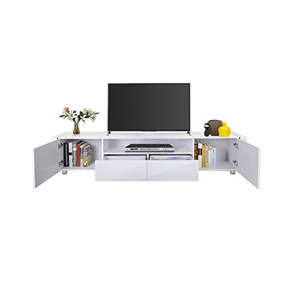 TV Cabinet, HST Mall Modern High Gloss White TV Unit Stand 205cm Free LED RGB Lights Home TV Furniture - Image 5