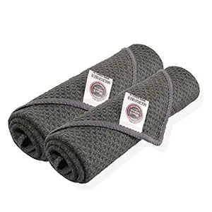 WAVEX Waffle Weave 70/30 Blend Microfiber Drying Towel, (Grey, 2 Pieces)