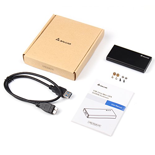Salcar mSATA Aluminium Festplattengehäuse mit USB 3.0 Datenkabel für 2.5″ mSATA SSD Schwarz - 7