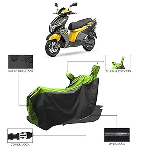 ROMEIZ - TVS Ntorq 125 Race Edition Cover with Water Resistant & Dust Proof Premium Polyester Fabric (Green Dual Tone) - A Perfect Cover for TVS Ntorq 125 Race Edition