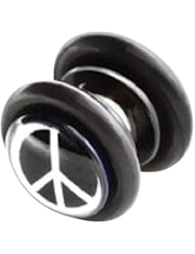 bkwear 1 Stück Fake Plug M87 kla Peace Frieden Magnet Verschluss Ohrring Edelstahl Acryl 8mm ohne - 10mm inkl....