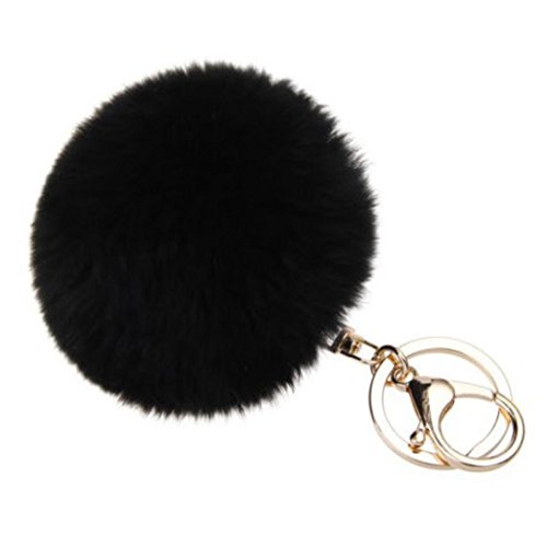 BZLine® Schlüsselanhänger für Auto Pom Pom Tasche Anhänger Charm (Schwarz)