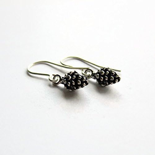 Tiny Pine Cone Drop Earrings - Silver-Plated, Surgical Steel or Sterling Silver Wires