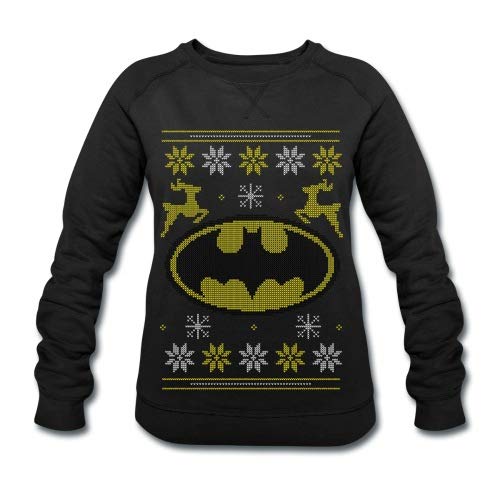Spreadshirt-Justice-League-Batman-Logo-Ugly-Christmas-Frauen-Bio-Sweatshirt-von-Stanley-Stella