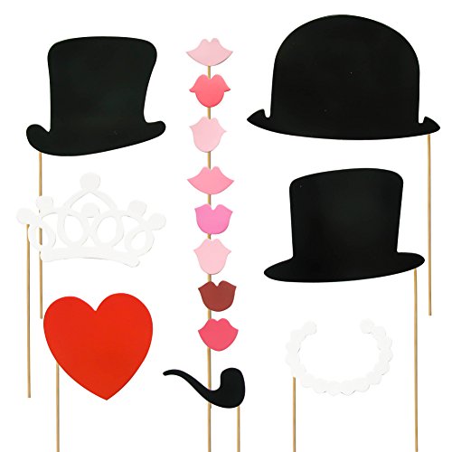 TOAOB Party Foto Fotorequisiten Fotoaccessoires für neujahr hochzeit geburtstag party abschlussfeier etc masken schnurrbart lippen brille krawatte tabakspfeife hüte bärte Photo Booth Props Set Packung mit 44 Stück - 4