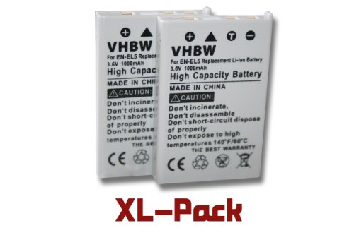 2 batteries pour Nikon CoolPix 3700 4200 5200 5900 7900 P3 P4 P500 P5000 P510 P520 P5100 P6000 P80 P90 P100 S10  Klicktel K5 K400 K410 remplace EN-EL5