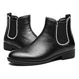 leder stiefeletten damen allwetterschutz - gracosy ankle-boot bietet hervorragende traktion und grip. glatte synthetik und gummisohle kann schnee wasser in die schuhe leicht verhindern, während aktivitäten im freien.