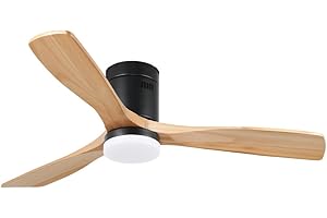 M Mimotec - Ventilador de Techo con luz Led Energy Negro con luz y Mando a Distancia, Bajo consumo, motor DC, 6 velocidades, Silencioso ,4 Aspas desplegables