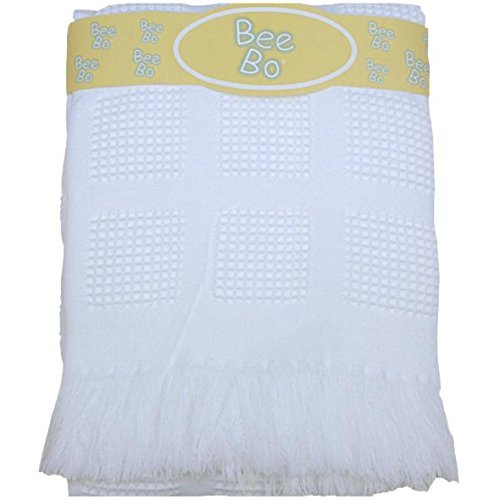 BabyPrem Baby Large Soft White Acrylic Check Shawl Blanket 122 x 122cm WHITE