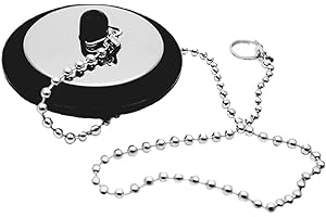 JUNE TECH Universal Bath Plug with Chain Bathroom Sink Plug Replacement Drain Stopper for Bathroom Kitchen,Kitchen Sink Plug Rubber Bath Plug with Stainless Steel Chain (1 Pcs)