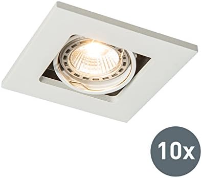 QazqaSet of 10 Recessed Spotlight I Downlights White - Qure- - Modern - Suitable for LED GU10 | 10 Way Light - Aluminium Recessed Way Light - Suitable for Living Room I Kitchen I Bedroom I
