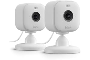 Blink Mini 2 – Plug-in smart security camera, HD night view in colour, built-in spotlight, two-way audio, motion detection, works with Alexa — 2 cameras (White)