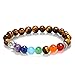 Produktbild Gosear Natürliche Stein 7 Chakren Edelstein Perlen Armband Yoga Reiki Gebet Energie Heilung Balance Armband Schmuck Tiger Auge Stil