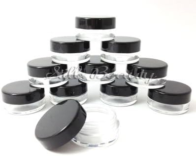 5x 5mL EMPTY PLASTIC JARS POTS w/ BLACK SCREW LIDS For Nail Art/Glitter/Make Up/Oils