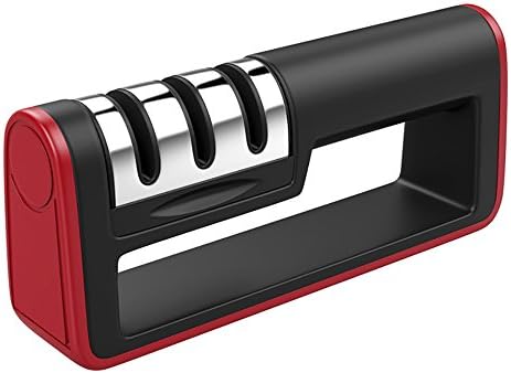 GCBOOM Knife Sharpener Quick Sharpener Professional 3 Sharpening Process Ceramic Stone, Tungsten Carbide Plates,Diamond Rod,Very Light and Ergonomic Design Easy to Use A Necessity for Household
