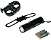 Produktbild LED Mini Taschenlampe mit Fahrrad-Halterung und flexiblem Silikon Halter für Roller, Rollator, Rollstuhl, Kinderwagen, inklusive Batterien, schwarz