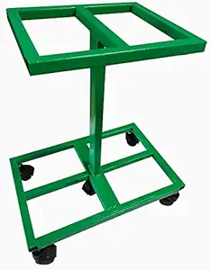 RAJCHAIR Double UPS Inverter Trolly Stand for Home Flat & Tubular in Single Pipe (5KG Metal 1inchi Pipe) Twin Caster Wheel