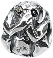 Bonaroca “Wise monkeys - talk nothing”, 4.5 mm hole bead, sterling silver, 1020.