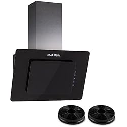 Klarstein Lorea 60 hotte aspirante avec filtre à charbon actif - Hotte aspirante murale, Max. 290 m³ / h, Mode recyclage, Commande tactile, Eclairage LED, 3 niveaux de puissance, noir