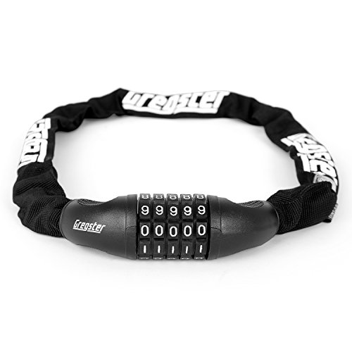 Gregster Fahrradschloss mit Zahlencode, Zahlenkettenschloss mit 5 stelliger Zahlenkombination, stabiles Kettenschloss fürs Fahrrad, schwarz - 2