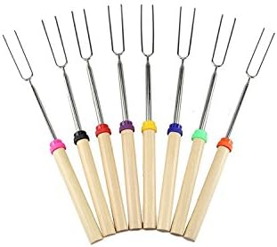 nuxisk 32 Inch Telescopic Marshmallow Roasting Sticks, Set of 8 Different Colors Extendable Sticks with Storage Bag for BBQ at campfire &amp; Fire Pit