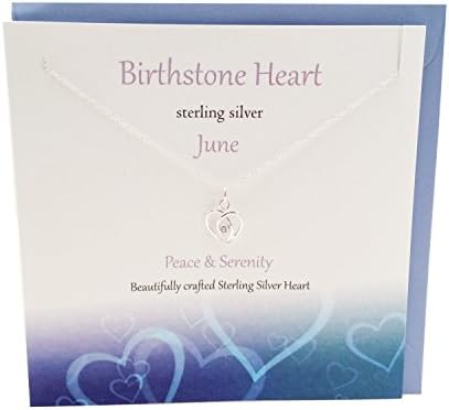 Silver Studio - June Birthstone Heart Necklace and Card