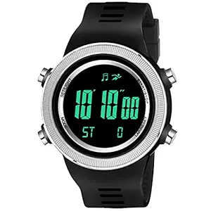 Lamkei ELAM-1267 Silver Digital Watch for Men - Alarm, Stopwatch, Day and Date Calender, 2 Years Battery Life