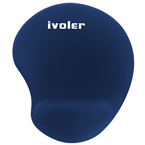 iVoler Mauspad mit Handauflage aus Gel Ergonomisches Office Komfort Mousepad Gelkissen Maus Pad zur Entlastung des Handgelenk, Rutschfeste Gummi Unterseite für Computer, PC und Laptop - Blau