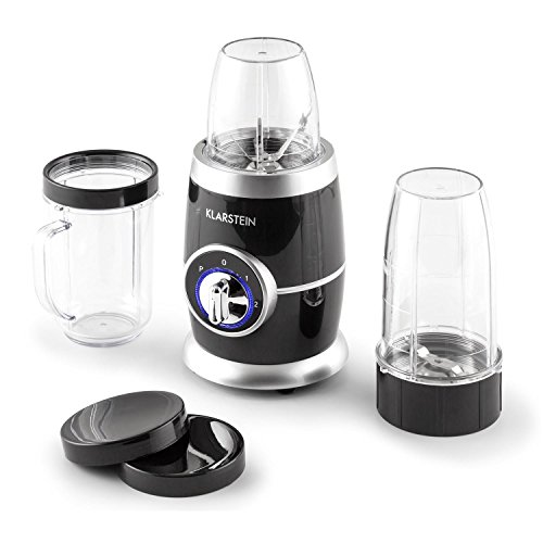 Klarstein • Juicinho Nero • Standmixer • Küchenmixer • Smoothie Maker • Blender • 220 Watt • 8-teilig • 1x Kreuzklinge • 1x Flachklinge • Puls-Funktion • 2 Geschwindigkeitsstufen • 2 Mixerbecher • 2 Verschlussdeckel • 1 Trinkbecher • Zerkleinerer • schwarz - 7
