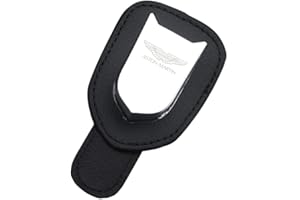 CCOZD Car Sun Visor Glasses Holder For Aston Martin V8 V12 Vantage DBS DBX DB11 DB9 Leather Auto Sun Glasses Holder Emblem Ticket Cards Clip Accessories,Black