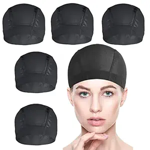 5 PACK Wig Caps for Wig Making - Stretchable Dome Mesh Wig Caps for Women Lace Front Wig?Black? (5pcs)