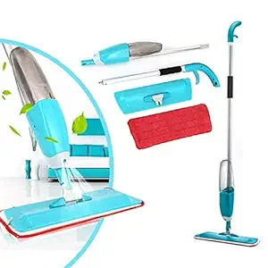 ZENUSS Flat Spray Mop, 2 in 1, Liquid Dispenser and Movable Handle, Water Spray Mop High Absorbent Microfiber, for Wet and Dry Surface, Marble Flooring, Tiles Cleaning