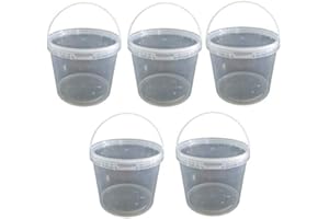 SILPLAST 5 x 10 Liter Eimer mit Deckel transparent, stapelbarerer Milch-/Vorratseimer, Honigeimer Kunststoffeimer mit Lebensmittelfreigabe, Lebensmittelechte Behälter, Leereimer für Mehl, Wassereimer, 5 Stück