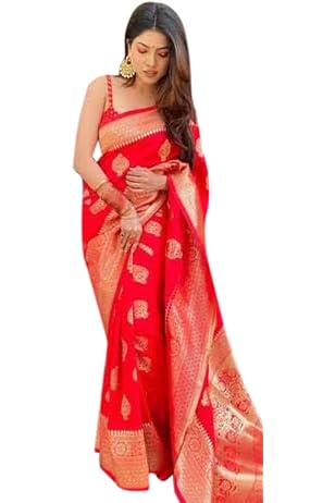 Sari Indien Femme Style Kanjivaram - Banarasi Jacquard - Avec Chemisier Non Cousu