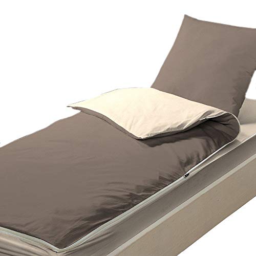 Bleu Câlin Caradou CARC90MIFIPRA Juego de sábanas y fundas de almohada, poliéster, Marrón y Beige, Sencillo, 90x190 cm