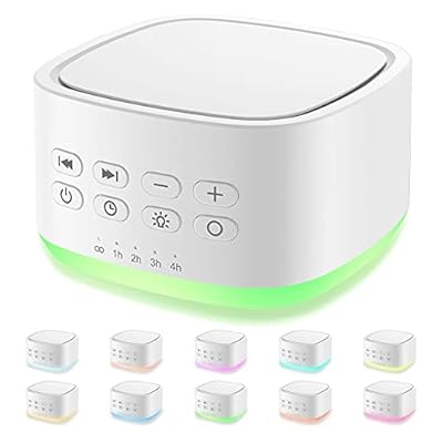 Magicteam White Noise Machine 10 Colors Lights And 25 Soothing Sounds Sleep Sound Machine With 5 Timers With Memory Feature Portable Sound Machine For Baby Adults (white)