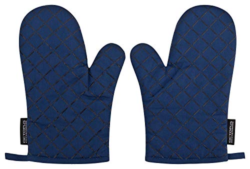 OCTOPUS Kitchenware - Guantes para Horno, Barbacoa, Horno, Manoplas de Cocina, Juego de 2, Revestimiento de Silicona como protección contra el Calor, Antideslizantes, Heidelbeer-Blau, estándar