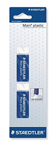 Staedtler 526 50 BK2DA Radierer Mars plastic phtalat und latexfrei, 2 Stück auf Blisterkarte, weiß