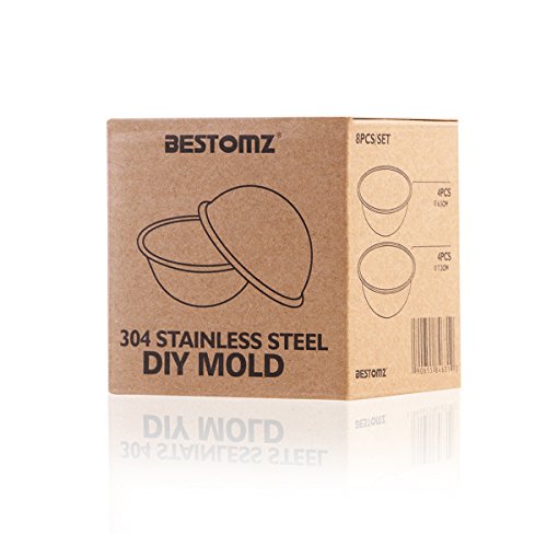 BESTOMZ Badebomben Edelstahl Form für Badekugeln Selber Machen 4 Formen in 2 Größen – 6,5 cm und 7cm Ø - 7