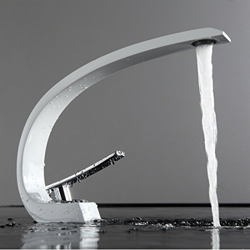 Fapully Wasserhahn Bad Weiß Chrom Mischbatterie Waschbecken Waschtischarmatur Mischbatterie Badarmatur für Badezimmer