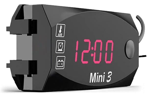 JAWSEU Horloge Numérique Moto, 3 in 1 Horloge De Guidon De Moto Horloge Numérique Thermomètre Voltmètre Écran Universel Étanche Montre Moto avec Affichage Grand Écran