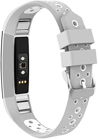 RETECK Fitbit Alta and Alta HR Soft Silicone Straps Small (5.5" - 7.5"), Adjustable Accessory Replacement Sport Bands With Sixteen Colors for Fitbit Alta and Alta HR Women Men - Silver &amp; White