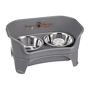 Neater Feeder Express (Medium to Large Dog, Gunmetal) & Slow Feed Bowl Combination Package